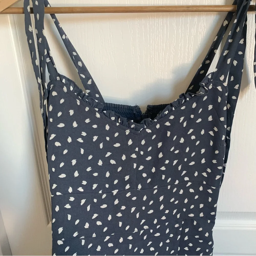Abercrombie & Fitch Navy Polka-Spot Tie-Strap Maxi Dress